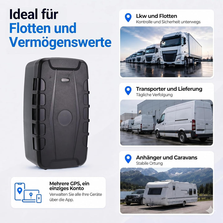 Winnes GPS Tracker Auto Ohne ABO, 4G GPS Tracker mit Magnet, Echtzeit Ortung per APP, 20000mAh Auto