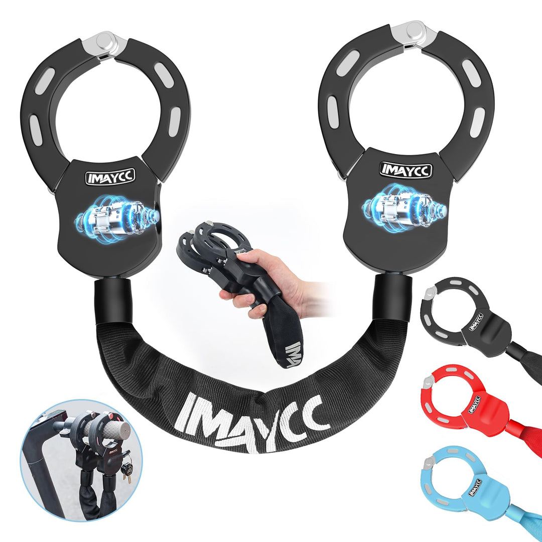 IMAYCC Neue E Scooter Schloss 8MM, Handschellenschloss mit Schlüssel, Schloss für E Scooter mit Gumm