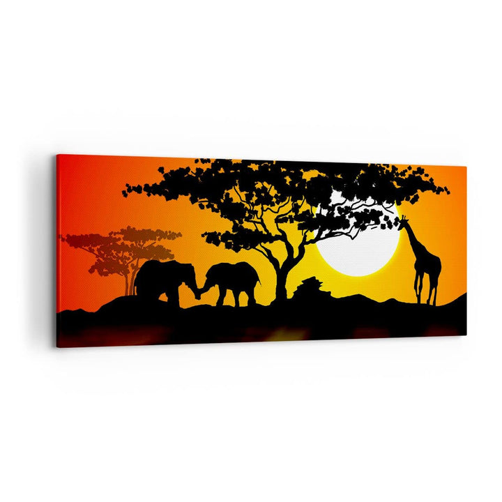 Wandbilder Dekoration Wohnzimmer Tiere Safari Savanne Giraffe Panorama Bilder auf Leinwand 120x50cm
