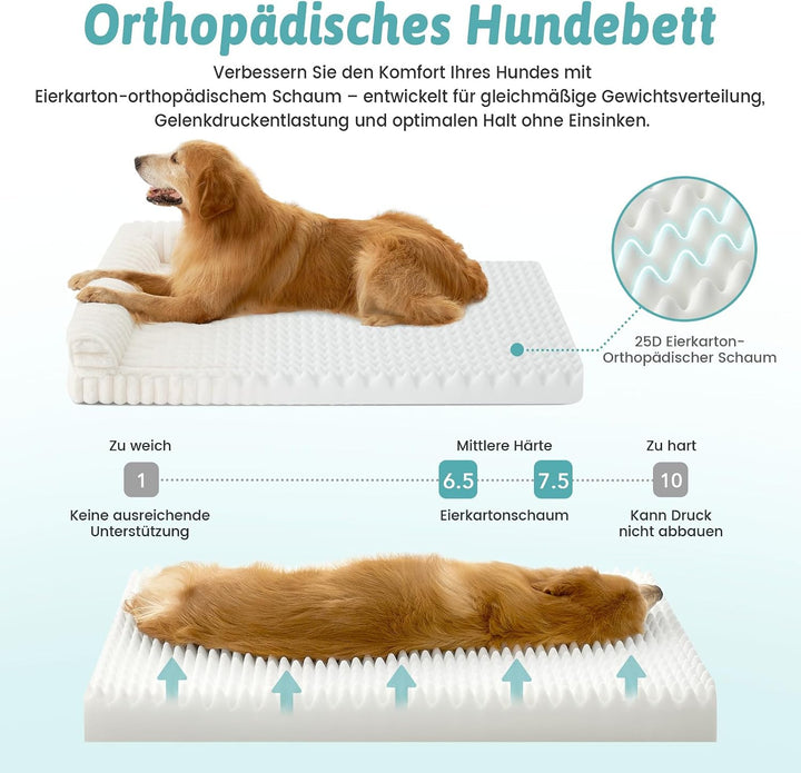 COZY KISS Orthopädisches Hundebett für Extra Grosse Hunde 110x80x17cm – Hundesofa mit Weichem Kunstf