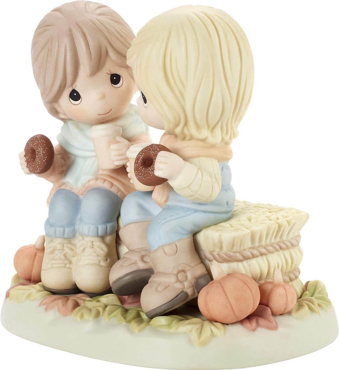 Precious Moments Girls Drinking Coffee with Donuts Autumn Figurine Figur, Mehrfarbig