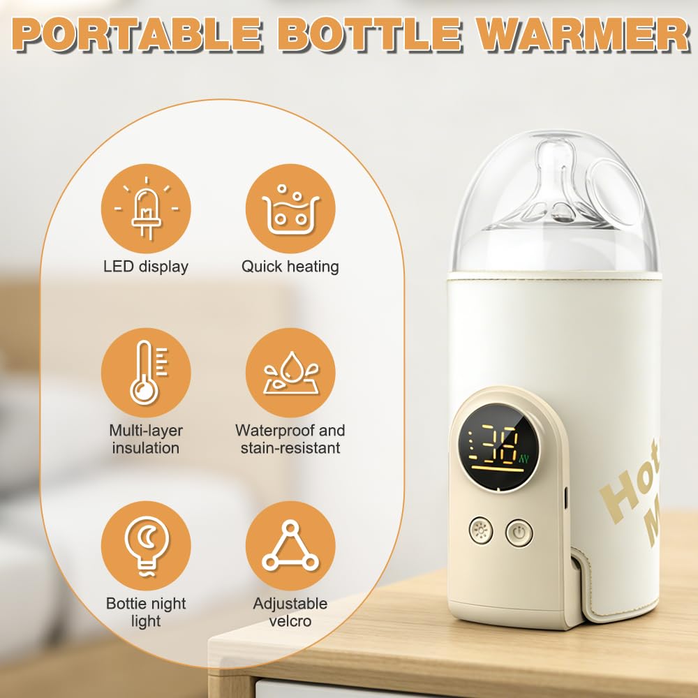 Flaschenwärmer Baby unterwegs, 8000mAh Akku Tragbarer Flaschenwärmer Baby Mit LCD-Display &amp; Nachtlic