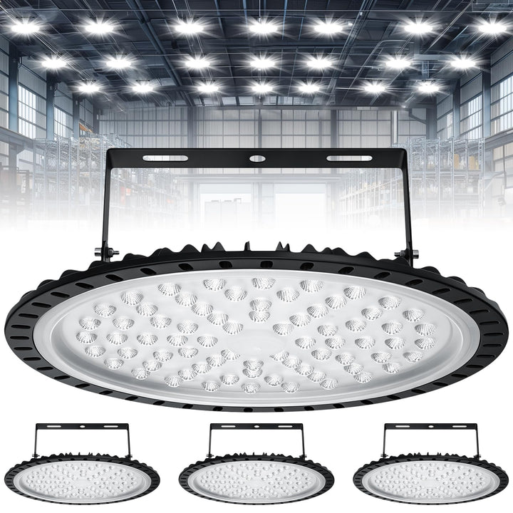 Viugreum Led Hallenstrahler, 300W UFO LED, 6000K-6500K Kaltweiss 120°Abstrahlwinkel Industrielampe,