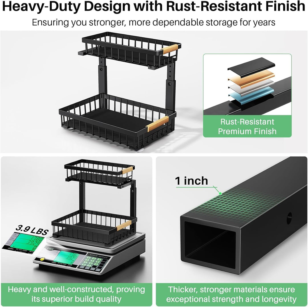 Kitstorack Metall Spülschrank Organizer, 2 Stück Unter Waschbecken Regal Organizer, 2-stufig Herausg