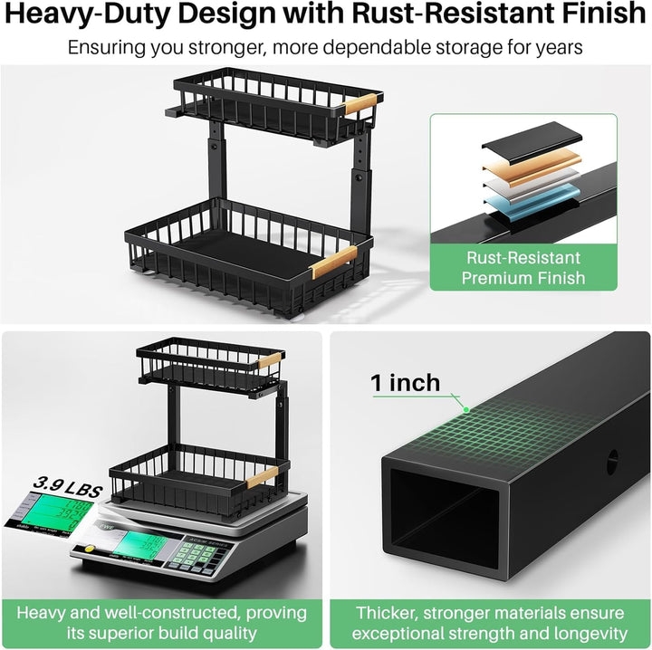 Kitstorack Metall Spülschrank Organizer, 1 Stück Unter Waschbecken Regal Organizer, 2-stufig Herausg