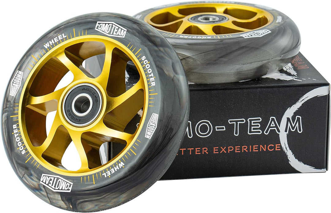 fomo team Scooter Ersatzräder scooter Rollen Räder 100mm24mm Aquarelleffekt EIN Paar mit ABEC-9 Kuge
