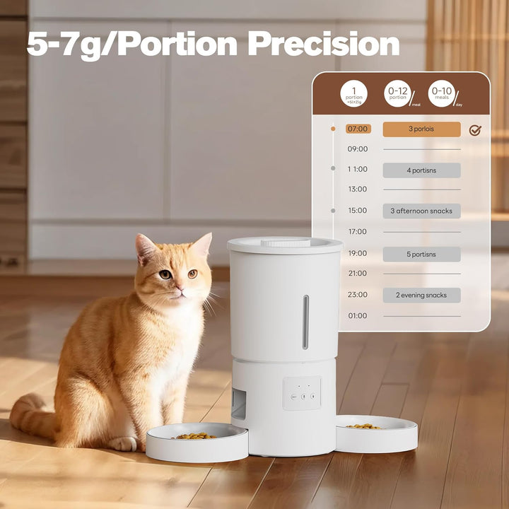 Futterautomat Katze 2 Näpfe mit APP: 5L Automatischer Futterspender mit 2.4G WiFi Timer für Trockenf
