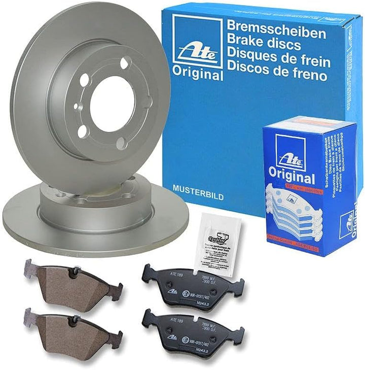 ATE Bremsenset Hinterachse inkl. Bremsscheiben Hinten Ø 255 mm Voll und Bremsbeläge Hinten, Passend