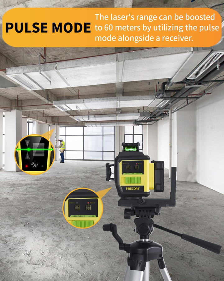 Kreuzlinienlaser mit Stativ, Firecore Laser-Wasserwaage Selbstnivellierend Linienlaser Grün, 3×360°