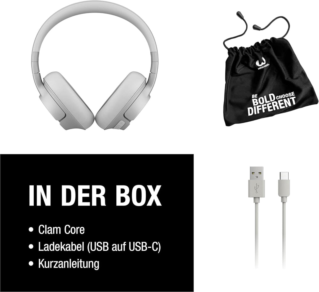 Fresh 'n Rebel Clam Core Bluetooth kopfhörer Over Ear mit ENC-Mikrofon (perfekte Anrufe), Kabellose