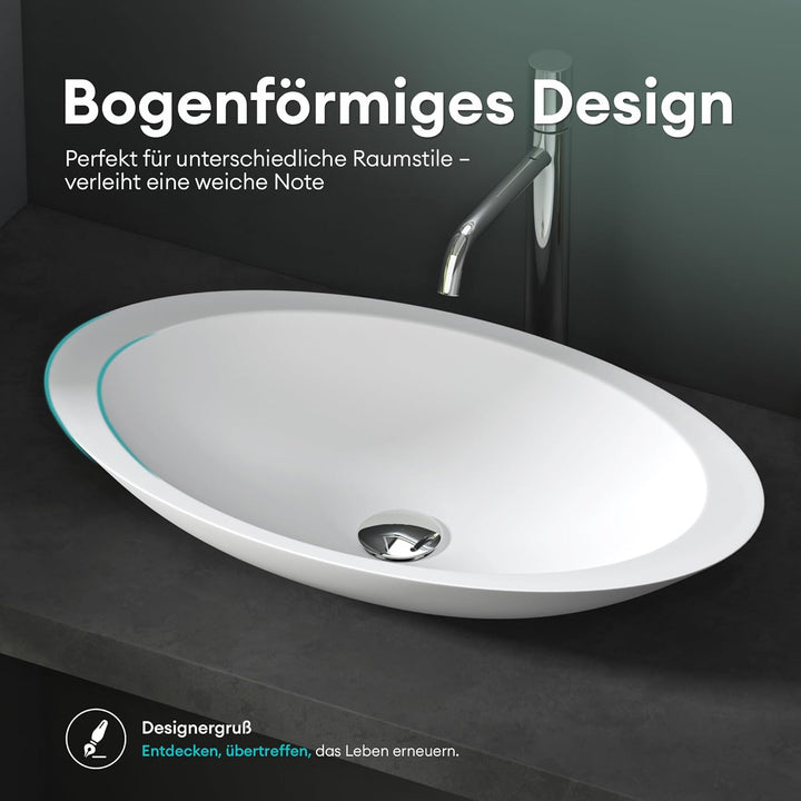 Mai & Mai Aufsatzwaschbecken Col802 Waschschale Waschtisch Waschbecken in Weiss matt aus Gussmarmor