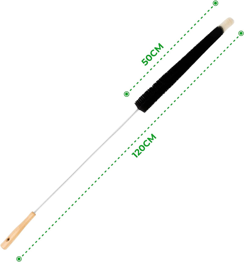 MaxxGoods Heizkörperbürsten - 3 Stück - 120 cm - Heizungsbürste mit Ziegenhaar Borsten - Ideal für d