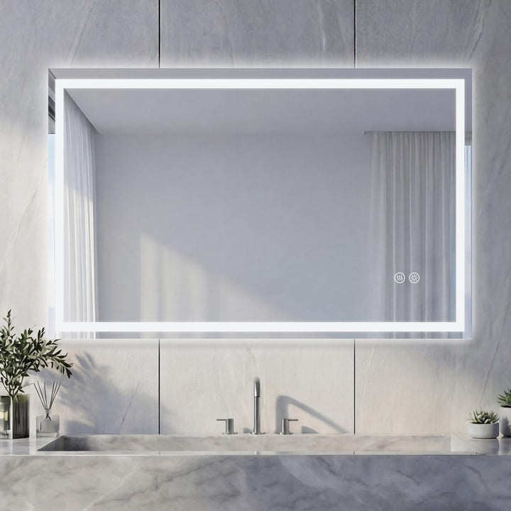 Badspiegel mit Beleuchtung - Wandspiegel mit 3 Farben & Dimmbare Helligkeit, Touch-Schalter mit Anti