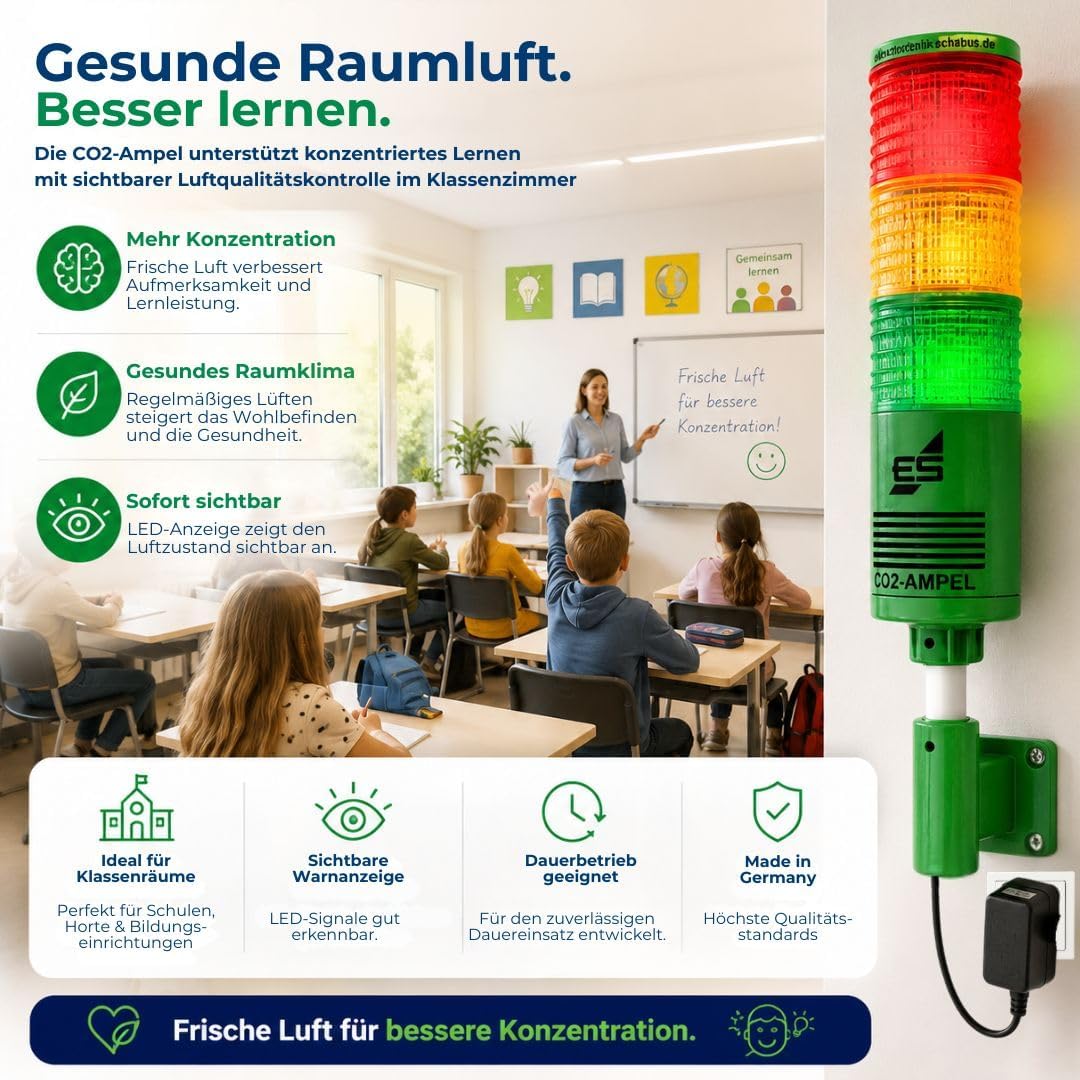 Schabus 400250 Luftguetesensor mit internem Sensor netzbetrieben detektiert Kohlendioxid, (Ø x H) 55