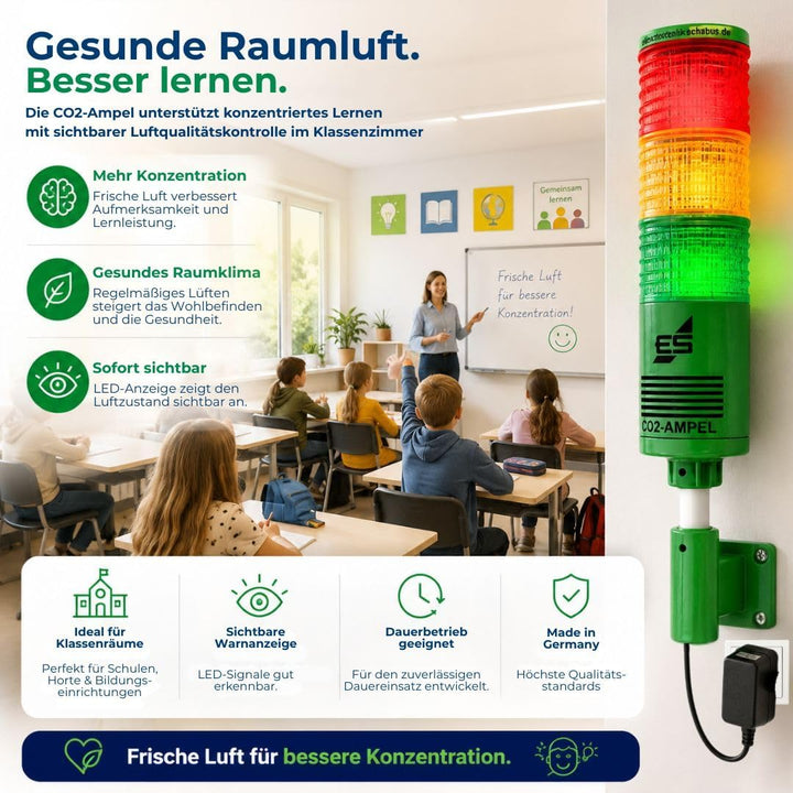 Schabus 400250 Luftguetesensor mit internem Sensor netzbetrieben detektiert Kohlendioxid, (Ø x H) 55