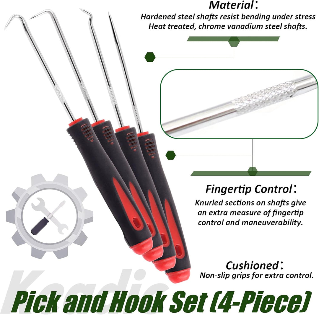 Keadic 8 Pcs 9" Heavy Duty External Snap Ring Pliers and Precision Hooks Set with Storage Bag, Circl