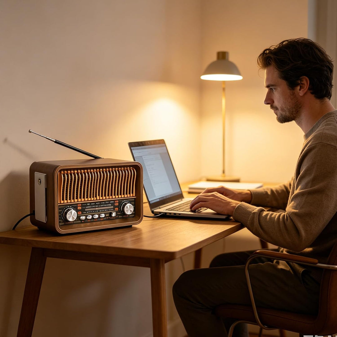 Retro Radio Bluetooth AM/FM/SW, Tragbares Nostalgie Kofferradio, Vintage Radio mit USB/TF/AUX MP3 Wi