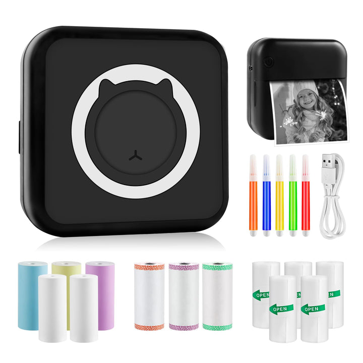 GuKKK Mini Drucker, Mobiler Fotodrucker, Tragbarer Mini Fotodrucker, Wireless Fotodrucker Thermodruc