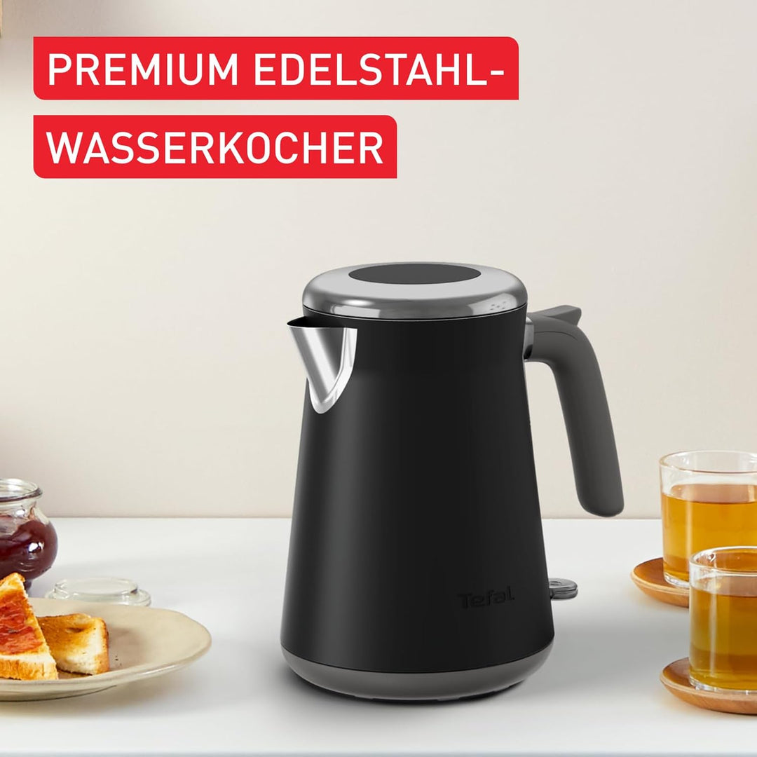 Tefal Collection Edelstahlwasserkocher im Retrostil, 1,7 l Fassungsvermögen, 2400 W, Einhändiges Öff