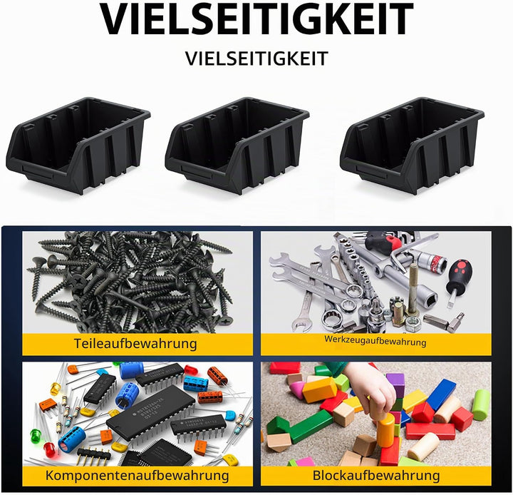 Werkstatt-Stapelkiste, Stapelbox aus PP Kunststoff, Sichtbox Stapelbox, Lagerboxen für Werkzeugswand