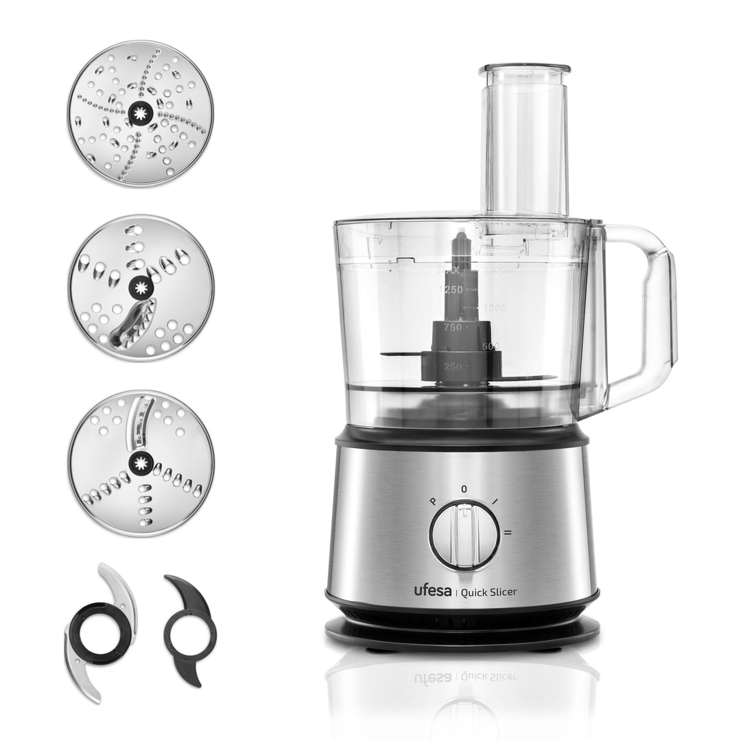 Ufesa Quick Slicer Processor Multifunktions-Foodprozessor 10-in-1, 1200W, 1,5L Fassungsvermögen, Ede