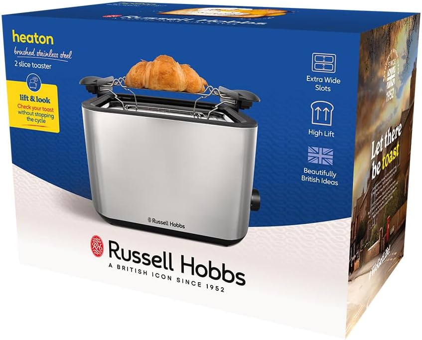 Russell Hobbs Toaster [für 2 Scheiben] Heaton (extra breite Toastschlitze, 6 Bräunungsstufen, Hebefu