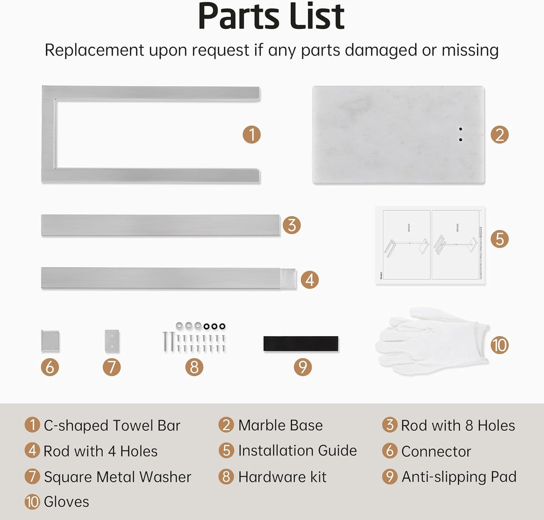 KES Handtuchhalter Stehend Badetuchhalter Stabil 2 Armig 2X Breit Rohr mit schwerem Marmorsockel Han