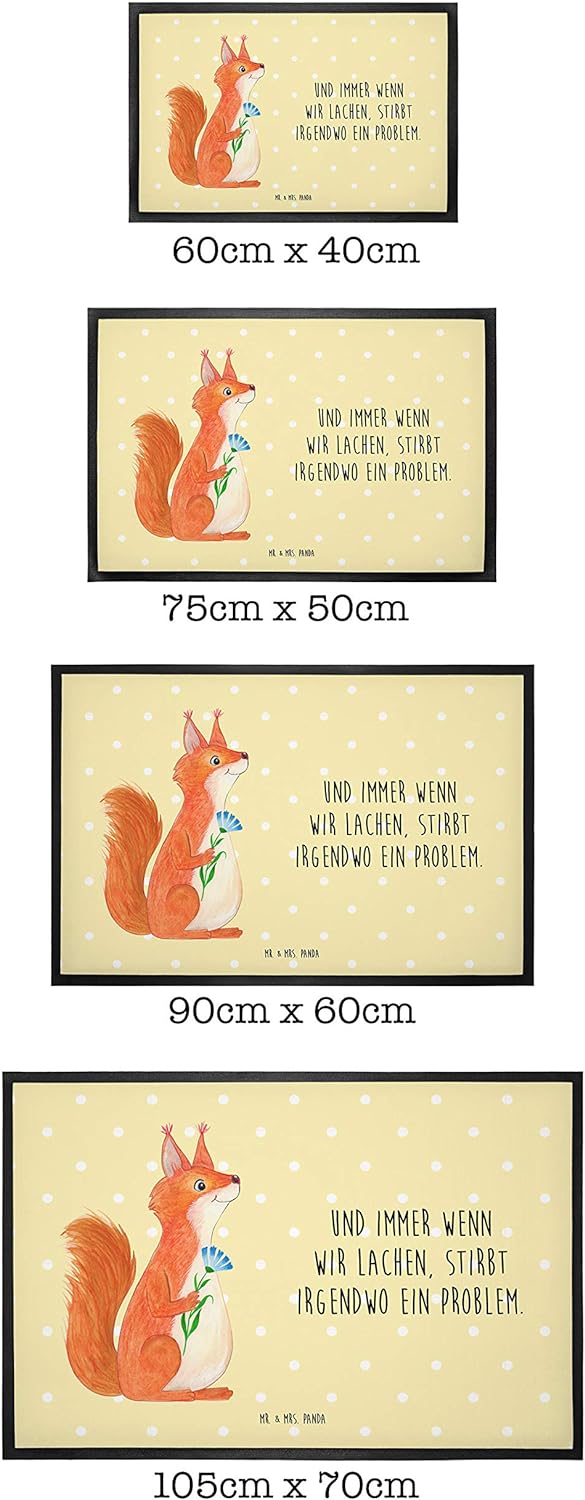 Mr. & Mrs. Panda 50 x 75 cm Fussmatte Eichhörnchen Blume - Geschenk, Fussabstreifer, Spruch Deko, Mo