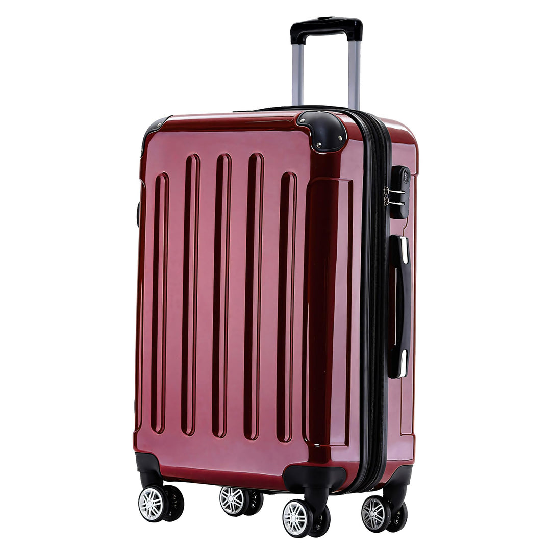 BEIBYE Hartschalen Koffer Trolley Rollkoffer Reisekoffer 4 Zwillingsrollen Polycabonat (Rot, Handgep