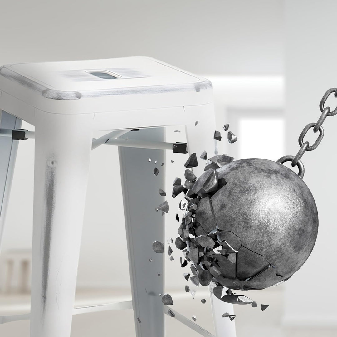 CLP 2er Set Barhocker Joshua I Stapelbare Tresenhocker aus Metall I Barstühle mit Fussstützen I Sitz