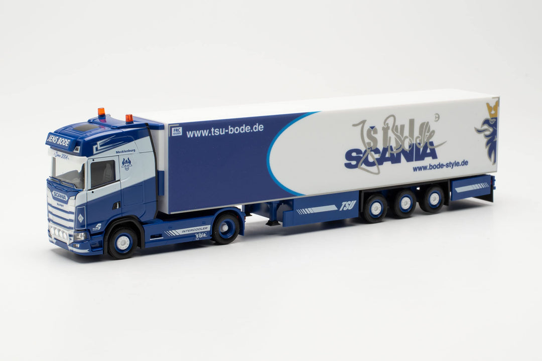 herpa 314466 Scania CS 20 HD Kühlkoffer-Sattelzug „TSU Bode“ Modell LKW Miniaturmodelle Kleinmodell