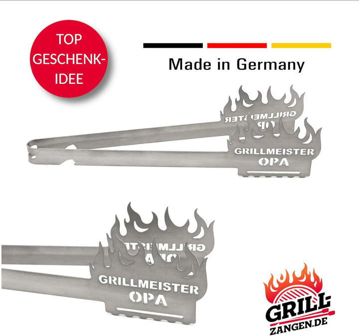 Grillzange Motiv Grillmeister Opa, spülmaschinengeeignet, Geschenkidee, Männergeschenk, Geschenk für