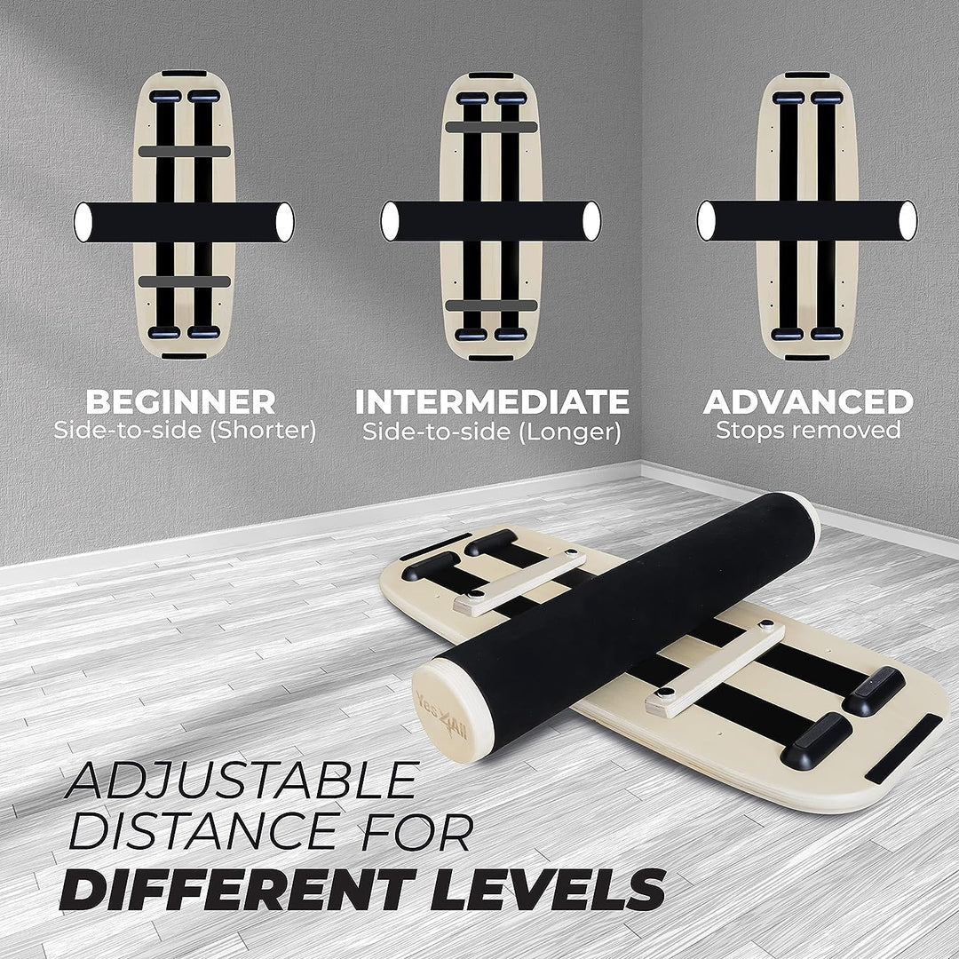 Yes4All Indoorboard aus Holz, Surf Balance Board mit glatter Oberfläche und Rolle für alle Trainings