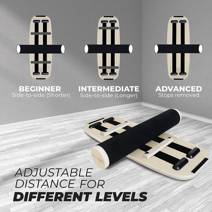 Yes4All Indoorboard aus Holz, Surf Balance Board mit glatter Oberfläche und Rolle für alle Trainings