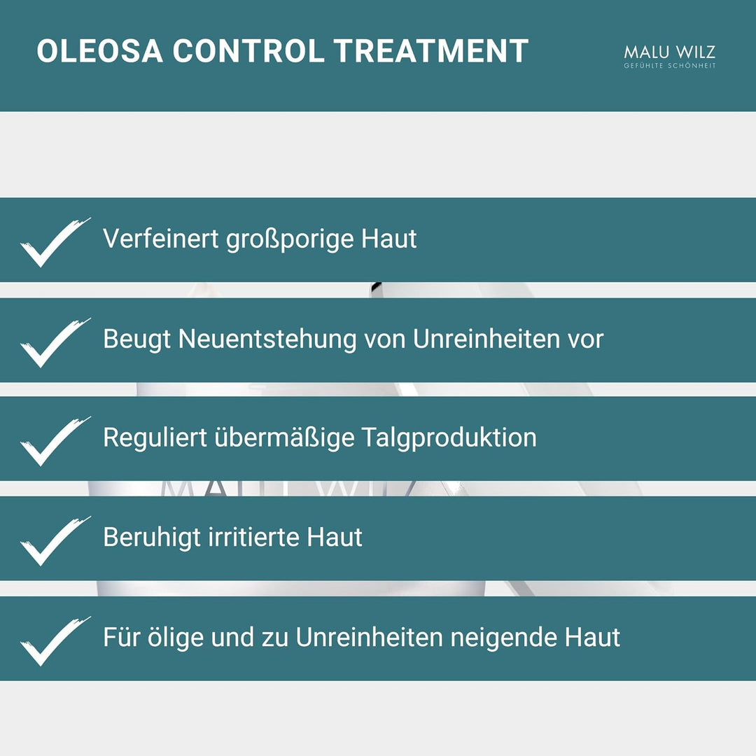 Malu Wilz Oleosa Control Treatment 50 ml I Skincare Gesichtspflege-Creme mit Jojoba-Öl, Porway & Nia