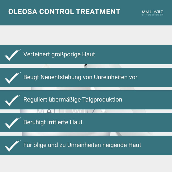 Malu Wilz Oleosa Control Treatment 50 ml I Skincare Gesichtspflege-Creme mit Jojoba-Öl, Porway & Nia