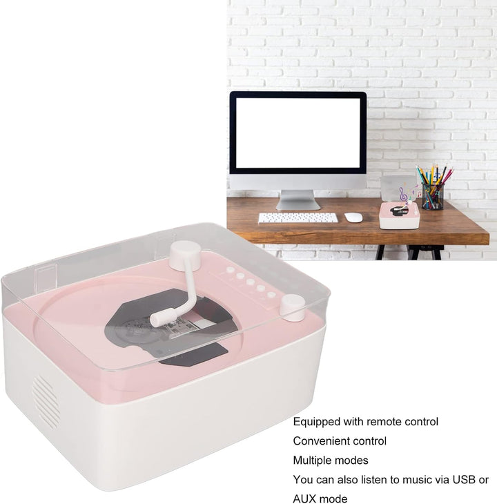 Multifunktions Rosa Retro CD Player, BT5.0 CD Musik Player mit Transparenter Schutzhülle, HiFi Stere