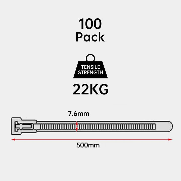 Kabelbinder wiederverschliessbar Gelb 500 mm × 7,6 mm 100 Stück UV-Beständig Stark Gross Nylon Kunst