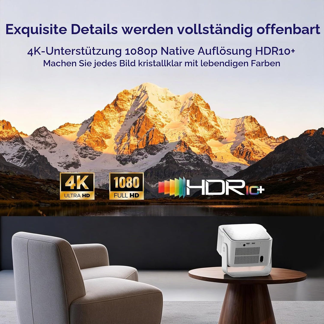 Beamer [Google TV 50000+ Apps &amp; 4K 8K Support 1080p Native Auflösung &amp; Automatische Bildschirmkorrek