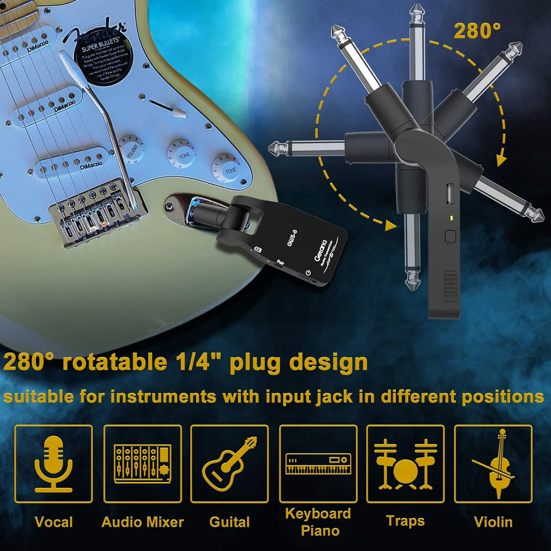 Getaria Aufgerüstet Wireless Gitarrensystem 2.4GHz E Gitarren Sender mit Kabellos Gitarre Transmitte
