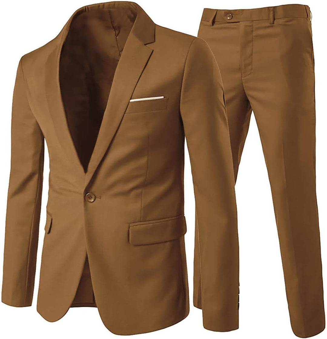 Allthemen Herrenanzug 2 Teilig Slim Fit Anzüge Business Hochzeitanzug für Männer L Khaki, L Khaki