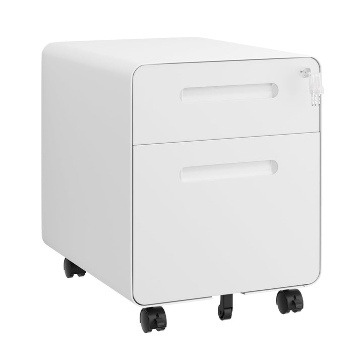 Rollcontainer, Mobiler Aktenschrank mit Schloss, Abgerundeten Ecken, 4 Schlüssel, Druckertisch, Bere