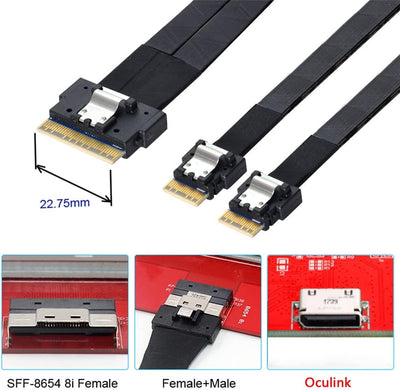 xiwai PCI-E Ultraport Slimline SAS Slim 4.0 SFF-8654 8i 74pin auf Dual SFF-8654 4i 38Pin Kabel 40cm