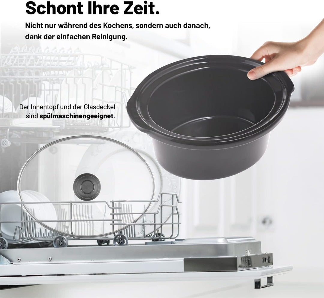 Lauben Slow Cooker 3500SB Schongarer mit Thermeffect®-Technologie, SlowHeat®-Technologie, Kochbuch,