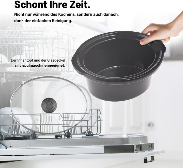 Lauben Slow Cooker 3500SB Schongarer mit Thermeffect®-Technologie, SlowHeat®-Technologie, Kochbuch,
