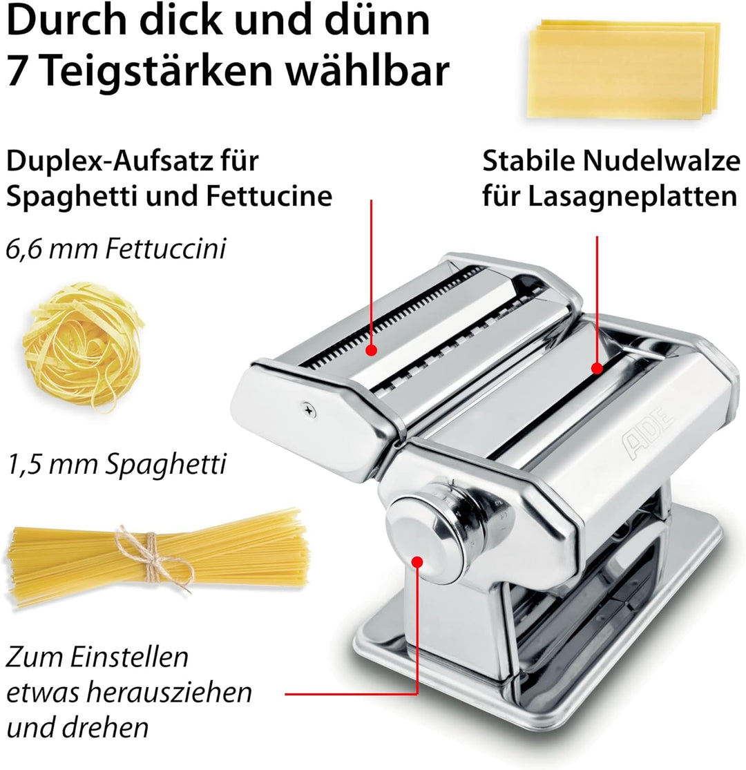 ADE manuelle Nudelmaschine KG2102 mit Zubehör Set (platzsparender Nudeltrockner aus Holz mit Reinigu