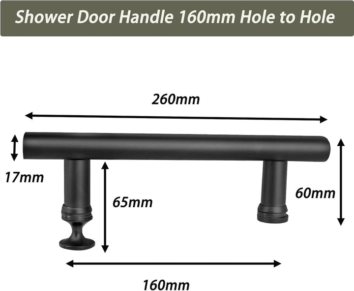 Griffe für Duschtüren Schwarz Duschtür Griff 160mm Loch zu Loch, Griff Beidseitig für Duschtür Glast