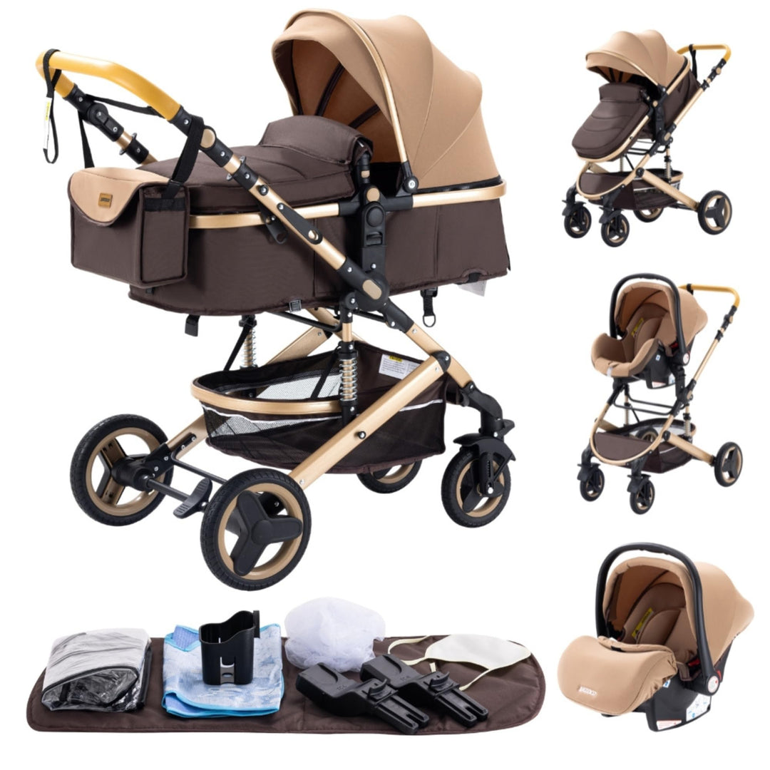 YAZOCO kinderwagen 3 in 1 Buggy Babybett Komplett Set Einem Klick Zusammenklappbarer Kinderwagen, Ko