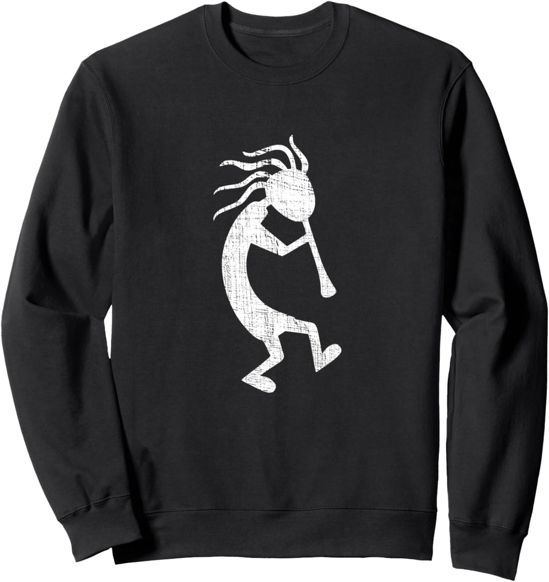 Kokopelli Flöte Spieler Distressed Fruchtbarkeit & Trickster God Sweatshirt