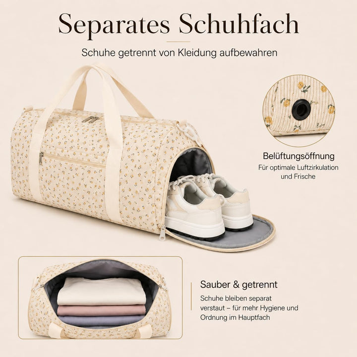 LOIDOU Sporttasche Reisetasche Damen Fitnesstasche mit grossem Schuhfach Nassfach Sport Travel Bag T